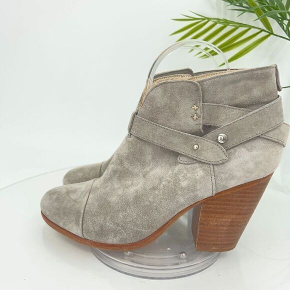 Rag & Bone Harrow Ankle Boots Women's Size 39 9 Grey Suede Leather Strap Heel - Picture 5 of 15